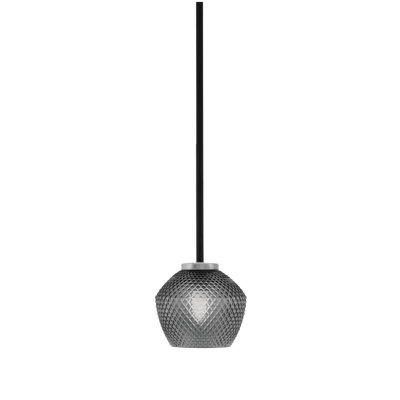 Mini-luminaire suspendu 1 lumière Amarmula, finition noir mat et graphite, verre texturé fumée 6 po