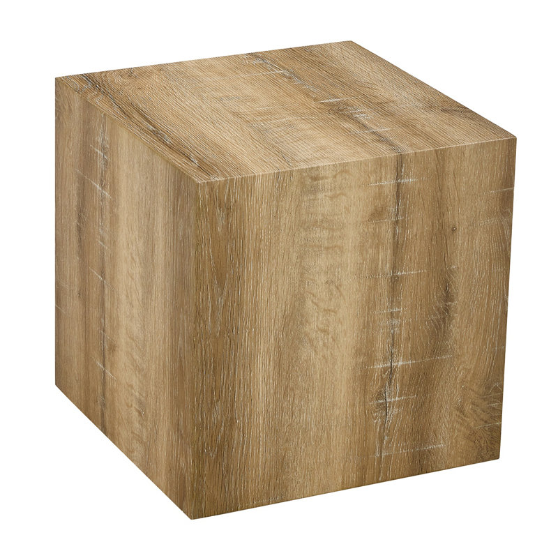 End Table, Modern Small Coffee Table, Rectangular Shape Side Table, Accent Table, 15.7" H x 15.7" L x 15.7" W, Light Brown