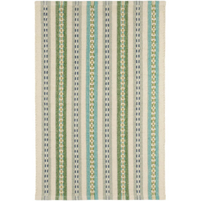 Long Slade Teal Handwoven Cotton Rug