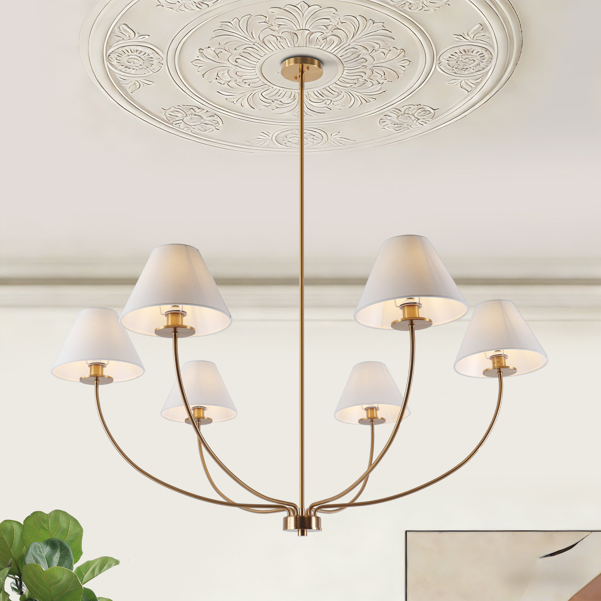 6-Light Oversize 47 inches Dimmable Classic Chandelier , Brass