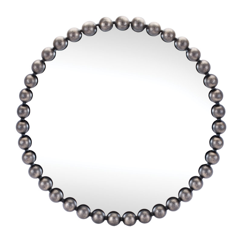 Round Beaded Metal Wall Mirror 23.5"D