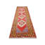 Tapis de couloir unique en laine noué à la main des années 1960 de 2 pi 11 po x 10 pi 1 po en rouge / jaune / ivoire / bleu