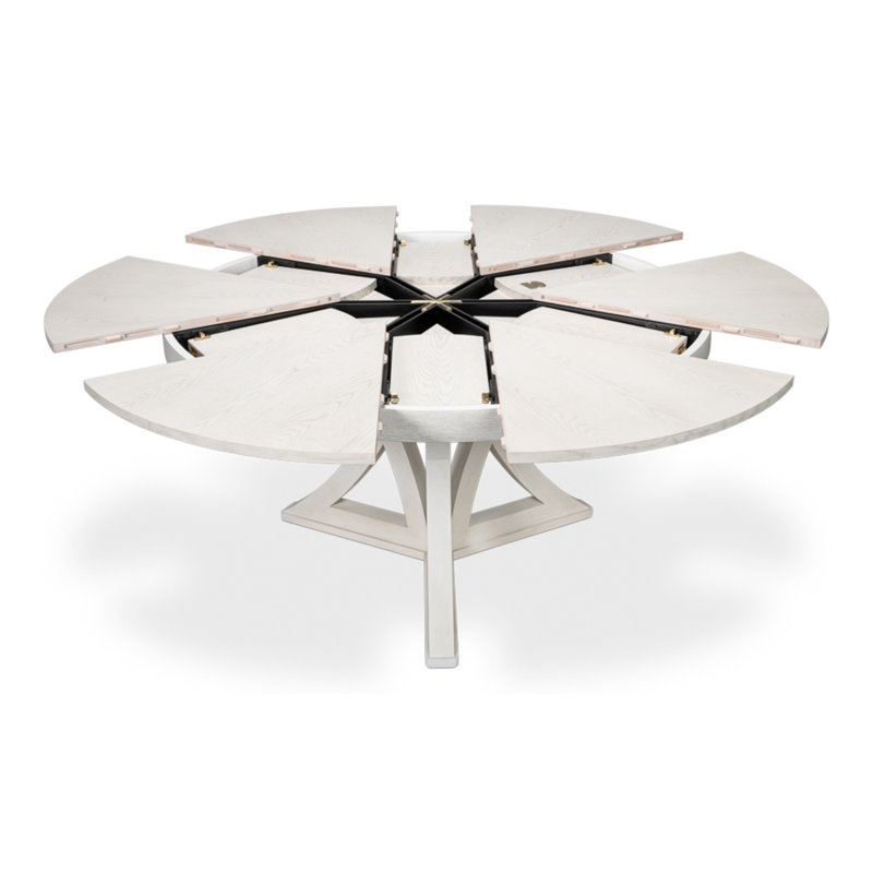 Casual Round Solid Oak Dining Table, Bleached Oak, 30"H x 64"L x 64"W