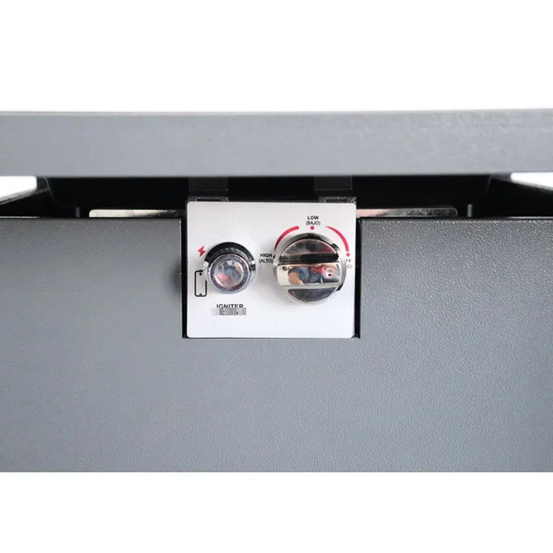 Grey 30" Fire Pit With Smoked Glass Protector - Heat Metal Top Rust- And
