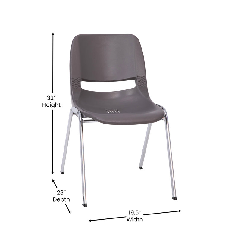 ErgoComfort 880 lb. Gray Ergonomic Stackable Chair with Chrome Frame
