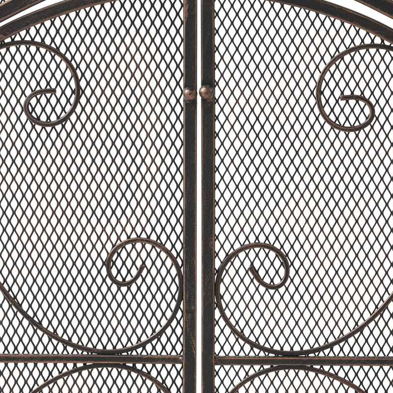 Accessoire de foyer moderne, fer, maille fine, H 32,32 po x l 43,25 po, portes à charnières noir mat
