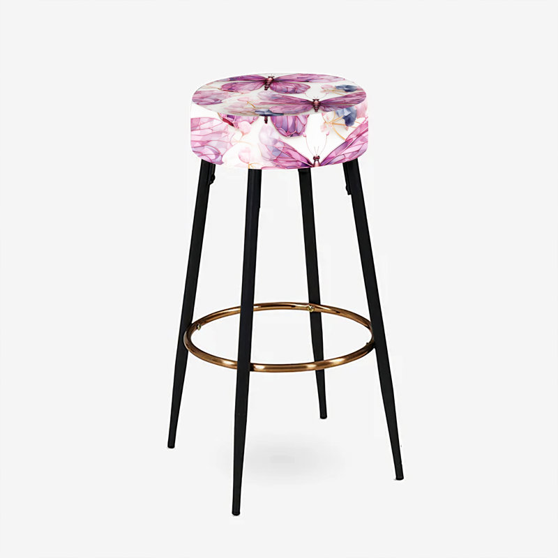 Ensemble de 2 tabourets de bar à imprimé libellule mauve - imprimé animal