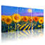 Abstrait champ de tournesols sous un ciel étoilé, ensemble de 3 impressions sur toile-139749716