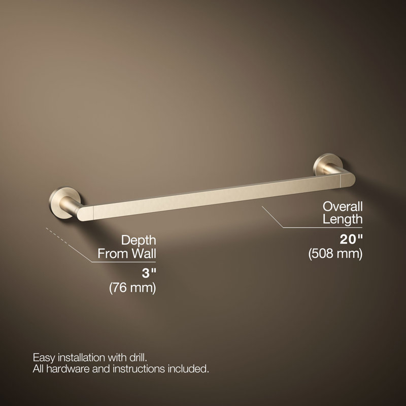 18" Wall Mounted Towel Bar, Vibrant Brushed Bronze, 18"W