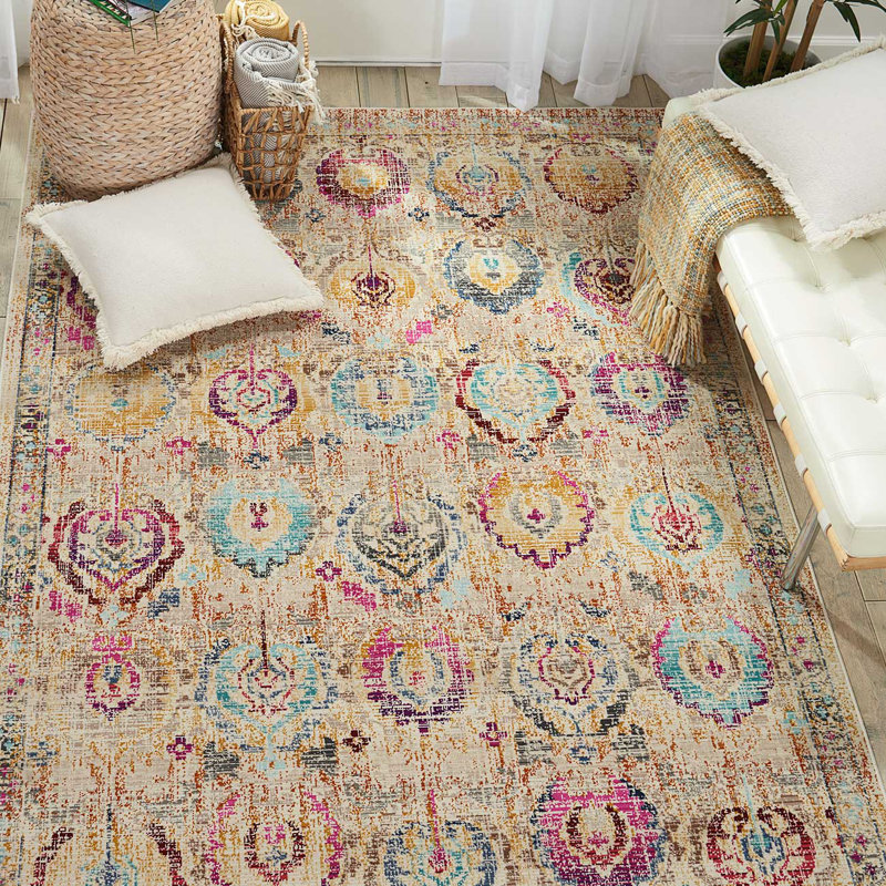 Ankica Floral Area Rug, Round 115 cm