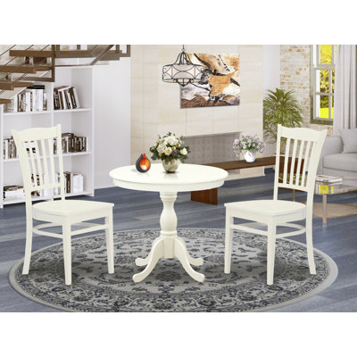 Dining Table Set for Small Spaces Contains a Round Kitchen Table with Pedestal and Dining Chairs, 36x36 Inch by Alcott Hill