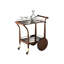 Chariot à roulettes 31,5 po en bois massif et verre rétro, chariot de bar à deux niveaux, grande table de rangement et de présentation lumineuse