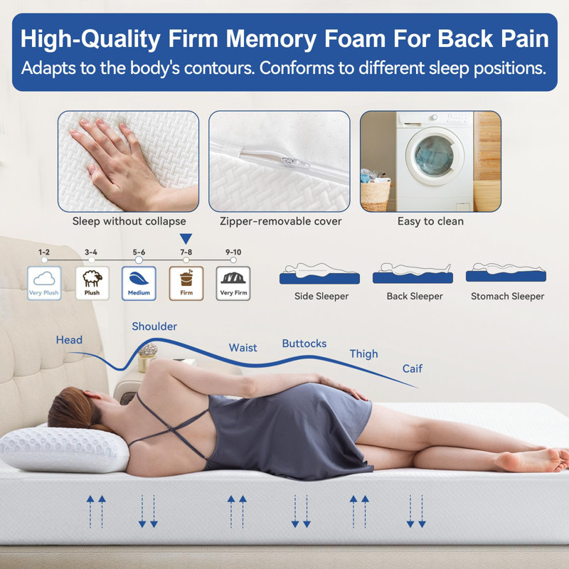  Alwyn Home Memory Foam Mattress With Tencel Cover, Twin, 8"