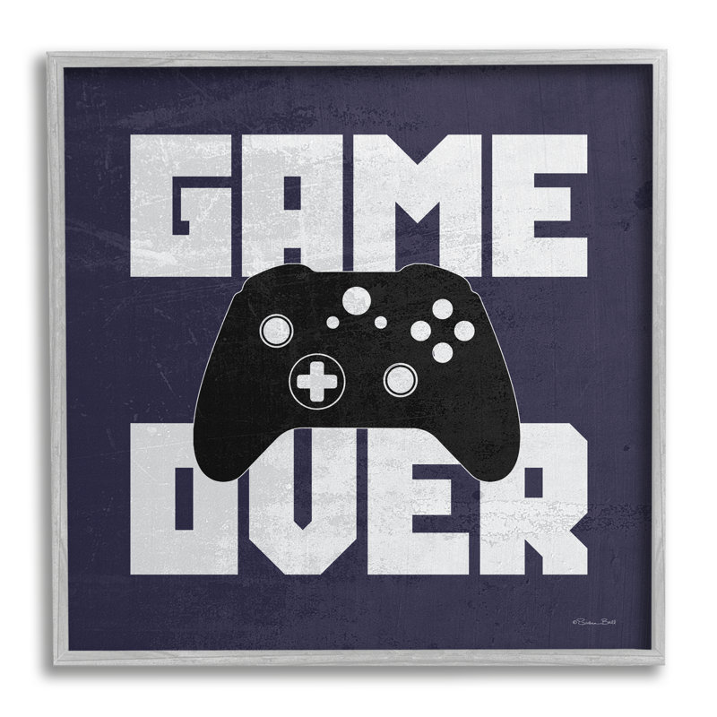 «Game over Blue», expression graphique sur bois, H 24 po x l 24 po x P 1,5 po, Estampe numérique Farmhouse