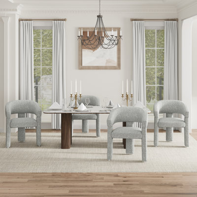 Chaise de salle à manger rembourrée avec accoudoirs tonneau