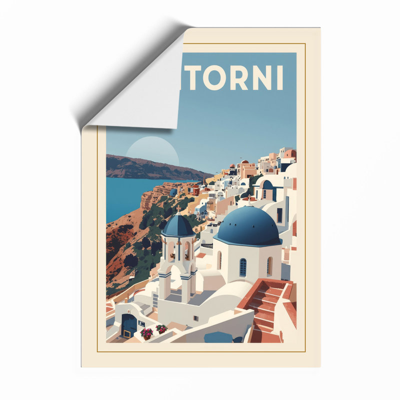 Postcard From Santorni Vintage - Print, Unframed, A4 - 29.7 x 21.0 cm