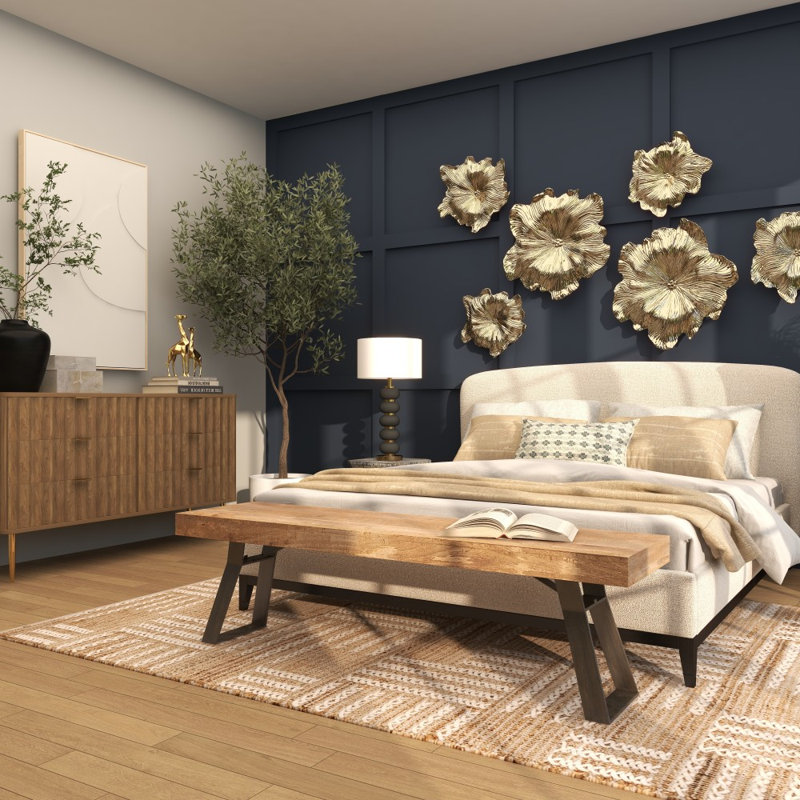 Polystone 3D Floral Wall Decor Set, Gold