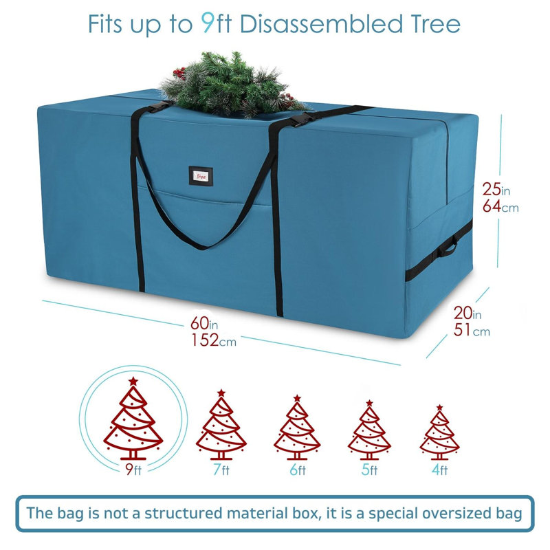 Sac de rangement pour arbre de Noël résistant à l'humidité, H 60 po x l 20 po x P 25 po
