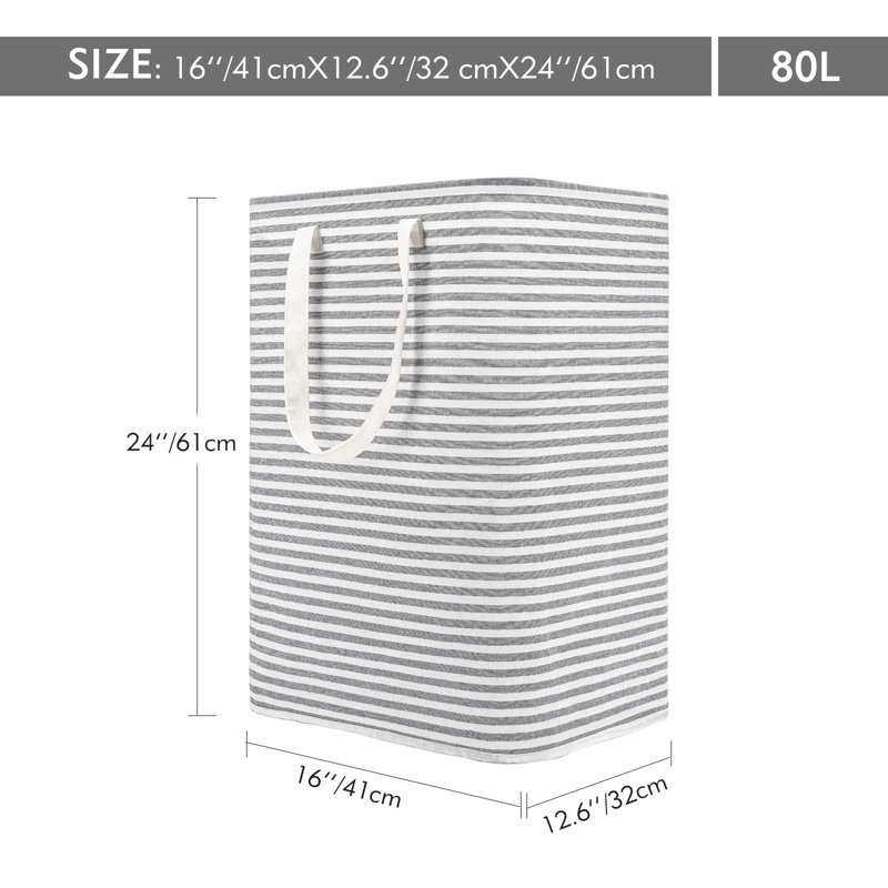 Laundry Hamper with Handles, Grey