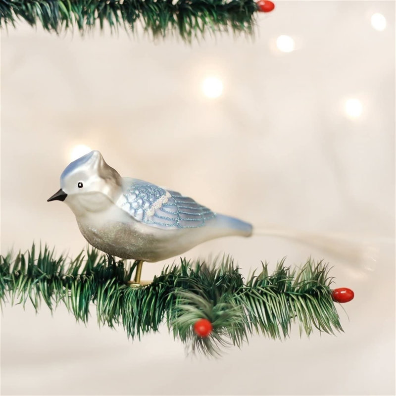 Old World Christmas Glass Blown Clip On Christmas Ornament for Tree, Blue Jay