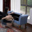 Banc de rangement en chenille bleue