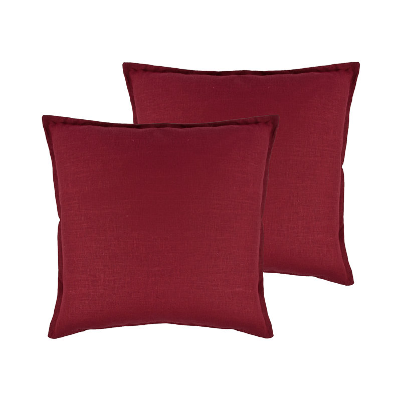 Lombard Reversible Decorative Linen Throw Pillow, Red