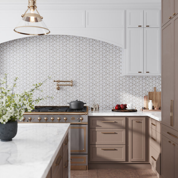 1.5" x 1.7" Wooden Grey, Bianco Carrara Marble Random Wall & Floor