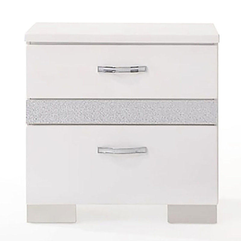Table de chevet 3 pour la chambre à coucher en blanc ultrabrillant
