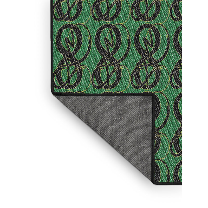 Tapis vert / noir Power Loom, Rectangle 5 pi x 7 pi