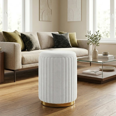 Round Ottoman Vanity Stool with Storage