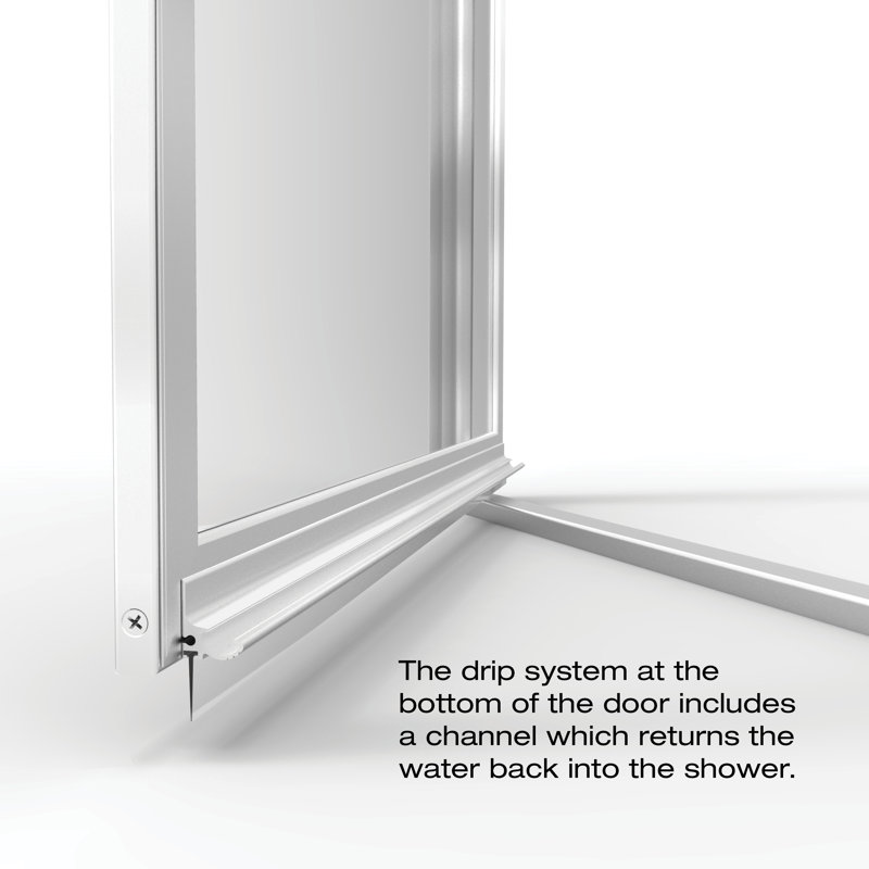Deluxe 57.625'' W 65.125'' H Framed Neo-angle Reversible Shower Enclosure, Brushed Nickel