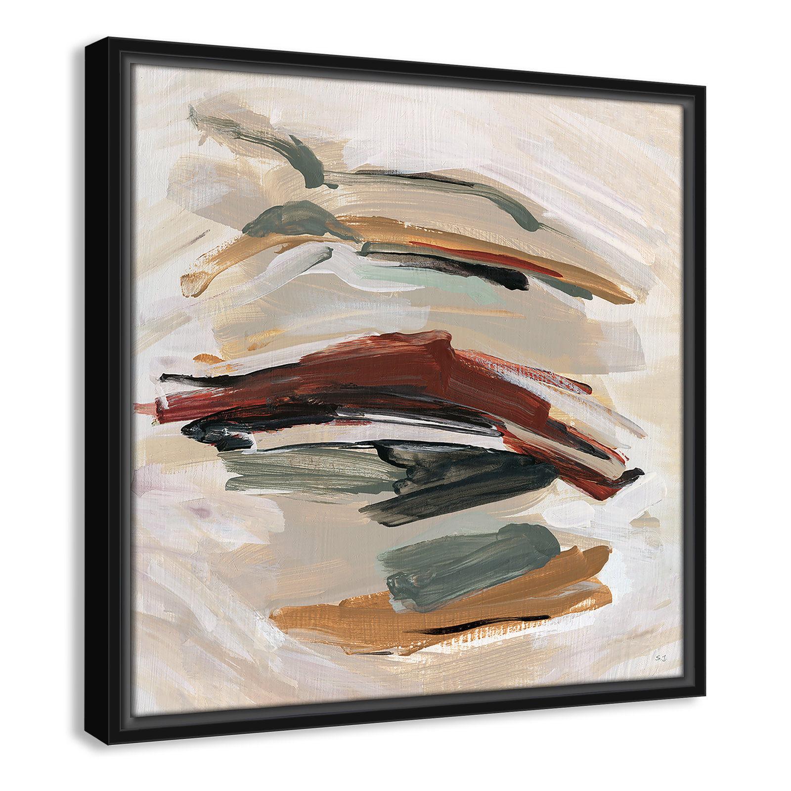 Carmina "Spring Shadows" Painting by Susan Jill, Black , 17.5" H x 17.5" W