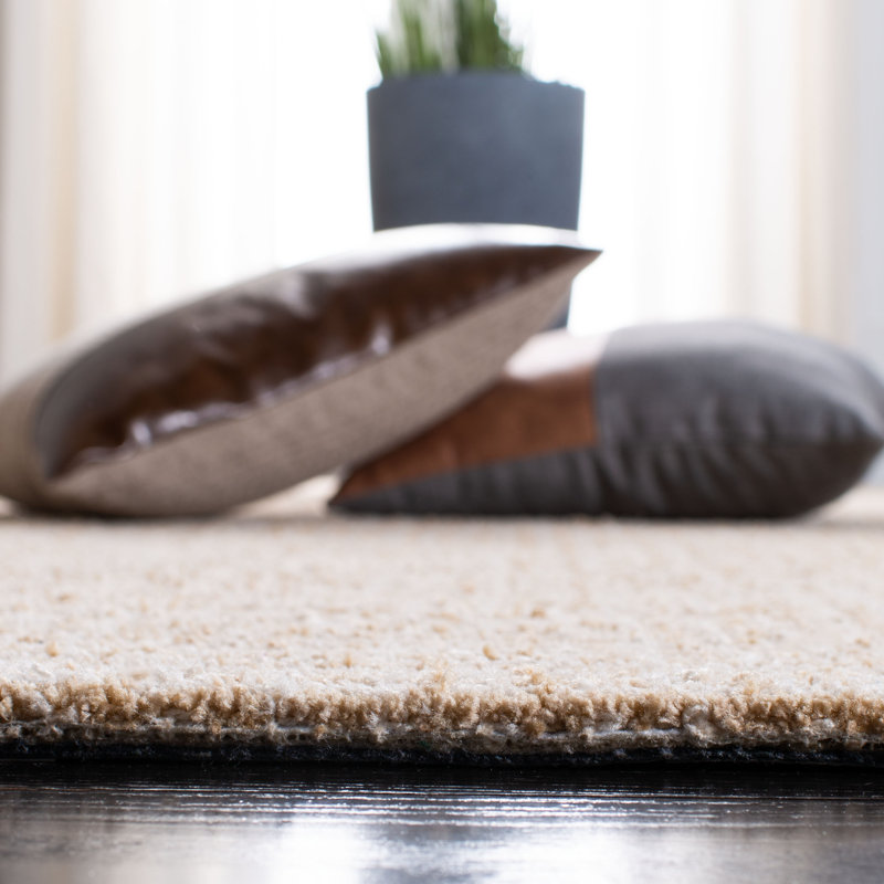 Tapis beige touffeté à la main Marlinde, Carré 6 pi