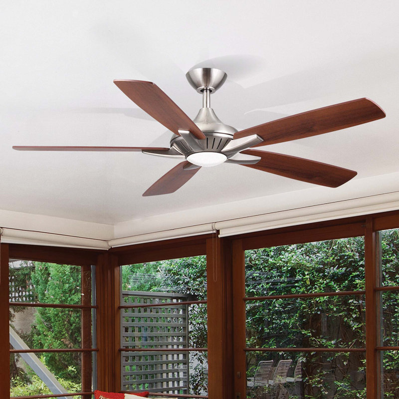 52" Dyno 5 - Blade Standard Ceiling Fan with Remote Control and Light Kit Included, Brushed Nickel