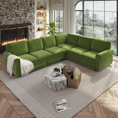 Chenille Upholstered Multifunctional L-Shaped Convertible Sleeper Sofa