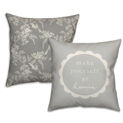 Birds And Leaves Pillow Cover - Set Of 2