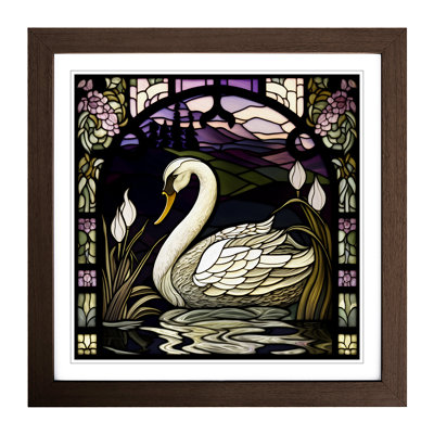 Swan Stained Glass Effect - Framed Print
