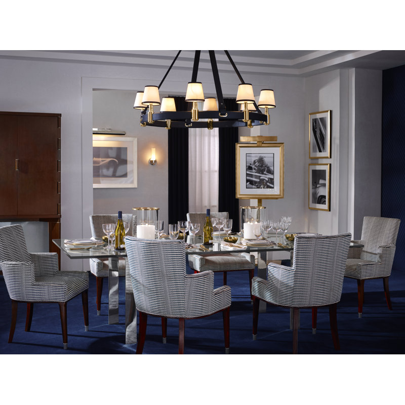 Ralph Lauren Riley 8 Light Large Chandelier, Natural Brass/Saddle Leather