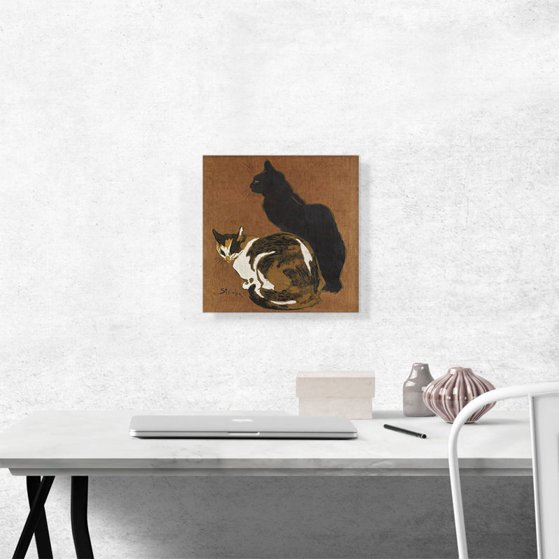 «Two Cats 1894» par Theophile Steinlen, reproduction d'art sur toile tendue, H 12 po x l 12 po x P 0,75 po