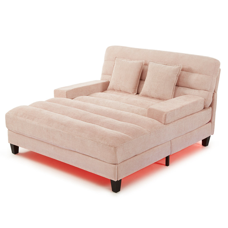 Salon moderne réglable réglable en chenille avec éclairage à DEL pour le salon, Pink