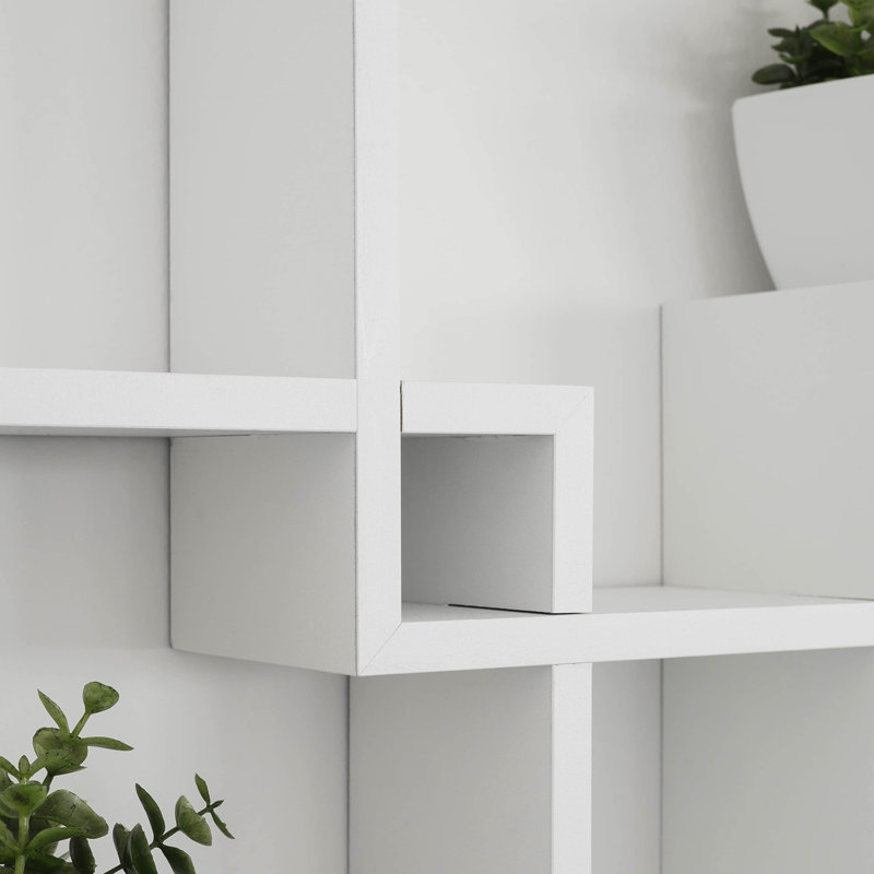Étagère murale décorative en cubes entrecroisés, Blanc , 17,75" H x 25" L x 3,8" P