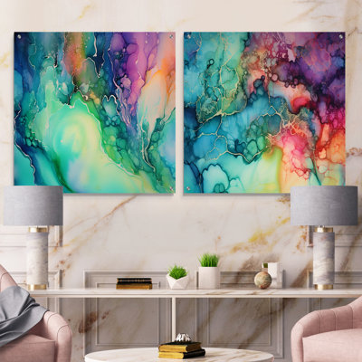 Chuipek - Aurora Borealis Acrylic Wall Art Glass Set Of 2