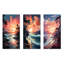 Orange Sunset Bold Beach I - ensemble de salon art mural en métal Coastal Beach-457280174