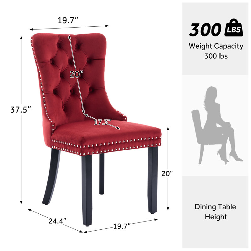 Chaise de salle à manger Kenta, Rouge, Noir
