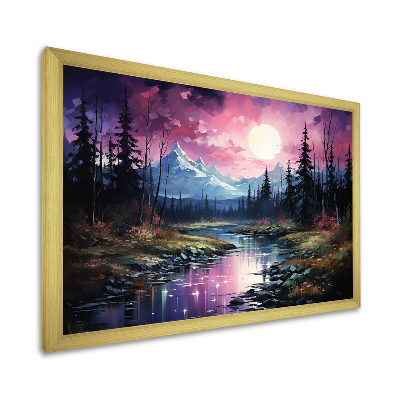 Art mural Northern Light, Cadre d'angle fermé doré, H 34 po x l 44 po x P 1,5 po