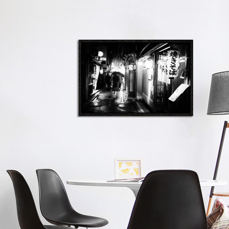 Street Life Kyoto by Philippe Hugonnard - Floater Frame Print on Canvas, Black Framed