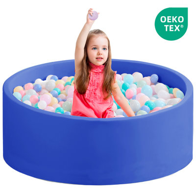 Fosse à balles en mousse pour enfants pour les tout-petits avec une grande fosse à balles pour bébé avec des jouets d'extérieur à éponge à mémoire douce, bleu (pas de balles incluses)
