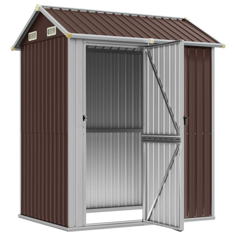 Garden Shed 192X152.5X237 Cm Galvanised Steel, Brown 