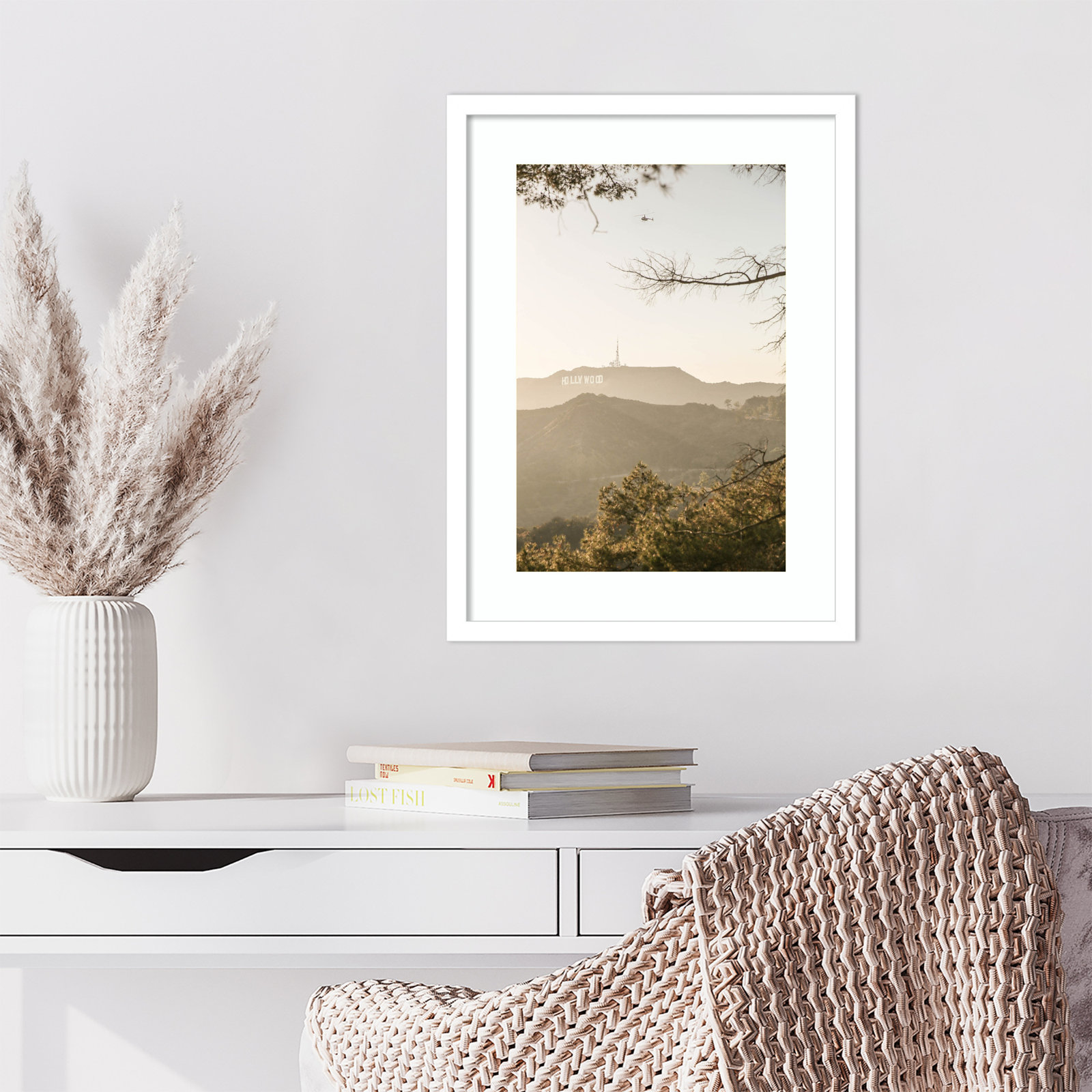 Daisey "Hollywood Hills" Print, White, 21" H x 16" W