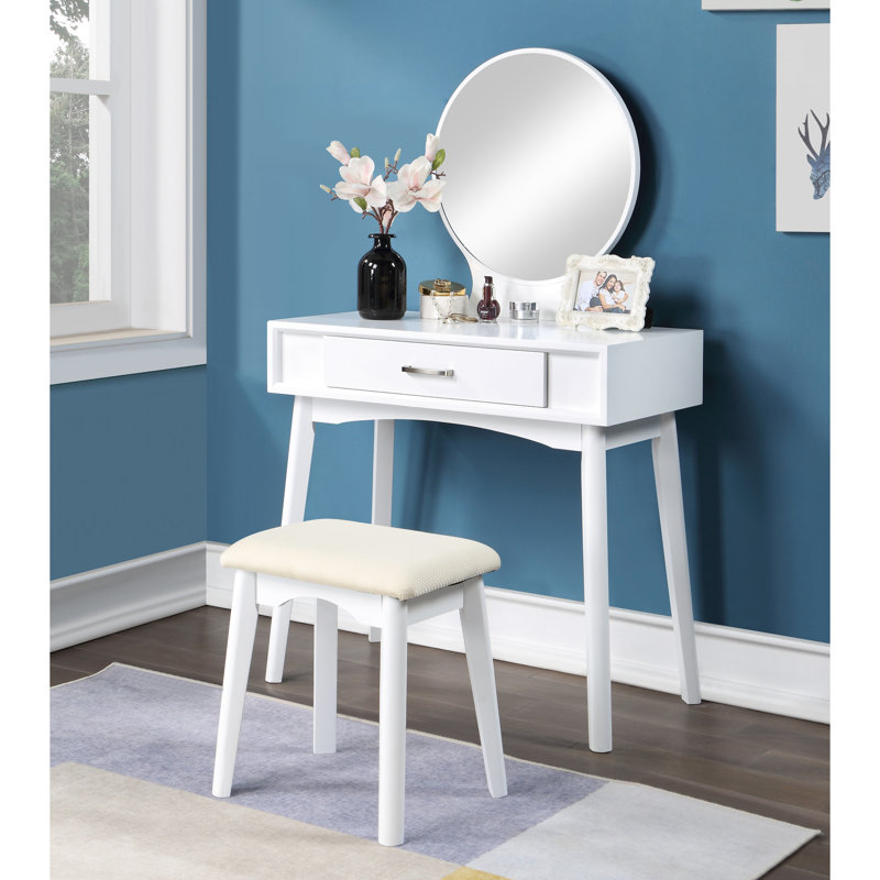 Coiffeuse et tabouret blanc moderne Modern